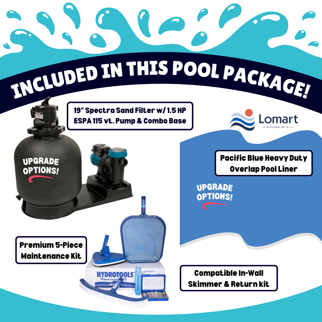 12'Round Silver Interlude 8" Premium Resin Frame Salt Friendly Semi-In-Ground Pool Package 54"