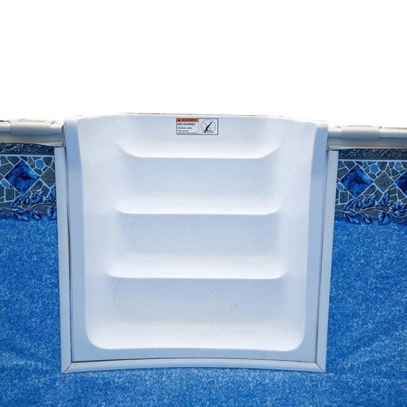 24' Round Silver Interlude 8" Premium Resin Frame Saltwater Friendly Semi In-Ground Pool with In-Step & Bundle | 52" or 54"