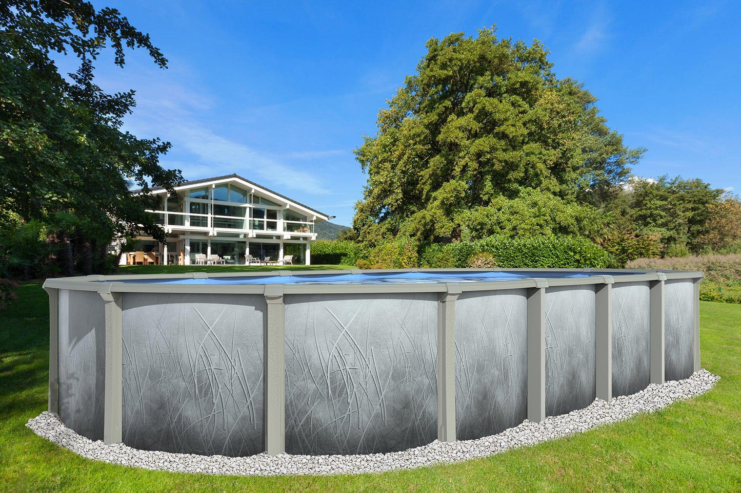 15' X 30' X 54" Mirage Oval Resin Frame Salt Pool w/Standard Size In-Wall Skimmer