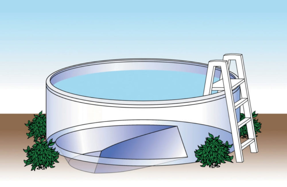 18' x 34' Oval Silver Interlude 8" Premium Resin Frame Saltwater Friendly Semi In-Ground Pool with In-Step & Bundle | 54"