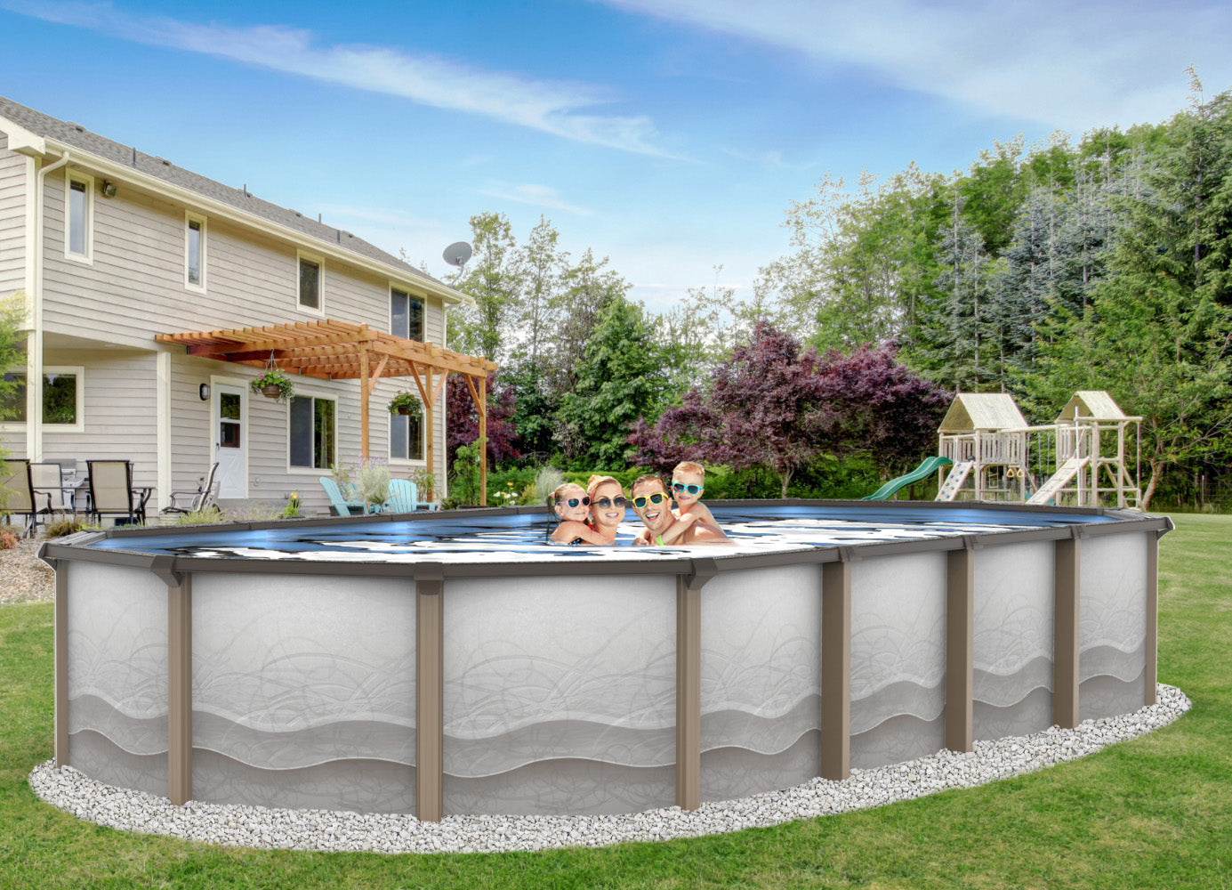 21' x 41'' x 54" Battleship Extra Duty Steel 8" Heavy Frame Oval Pool