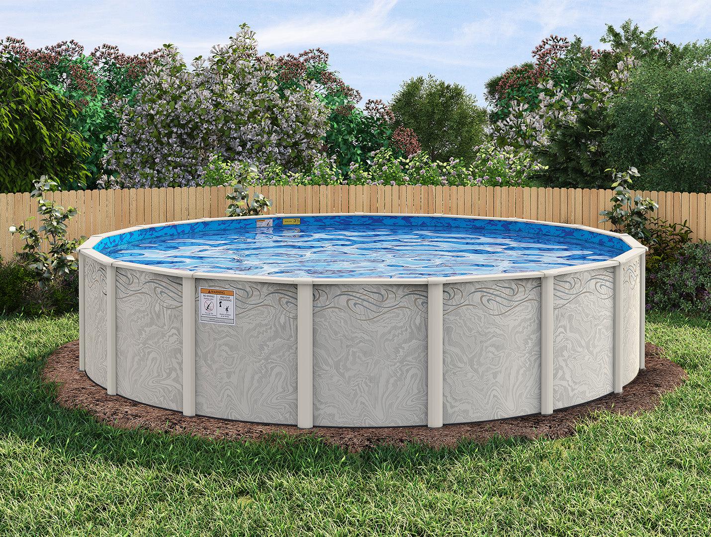 Above Ground Pool - Silver Interlude Round & Bundle - 18'x52" or 54" - 8" Resin Frame
