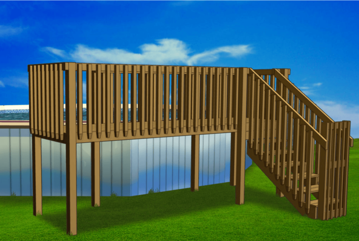 Above Ground swimming pool deck kit.  Connect a deck to any size or shape above ground pool.