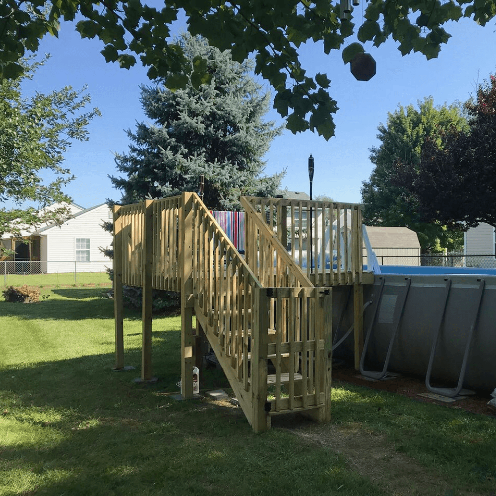 Above Ground swimming pool deck kit.  Connect a deck to any size or shape above ground pool.