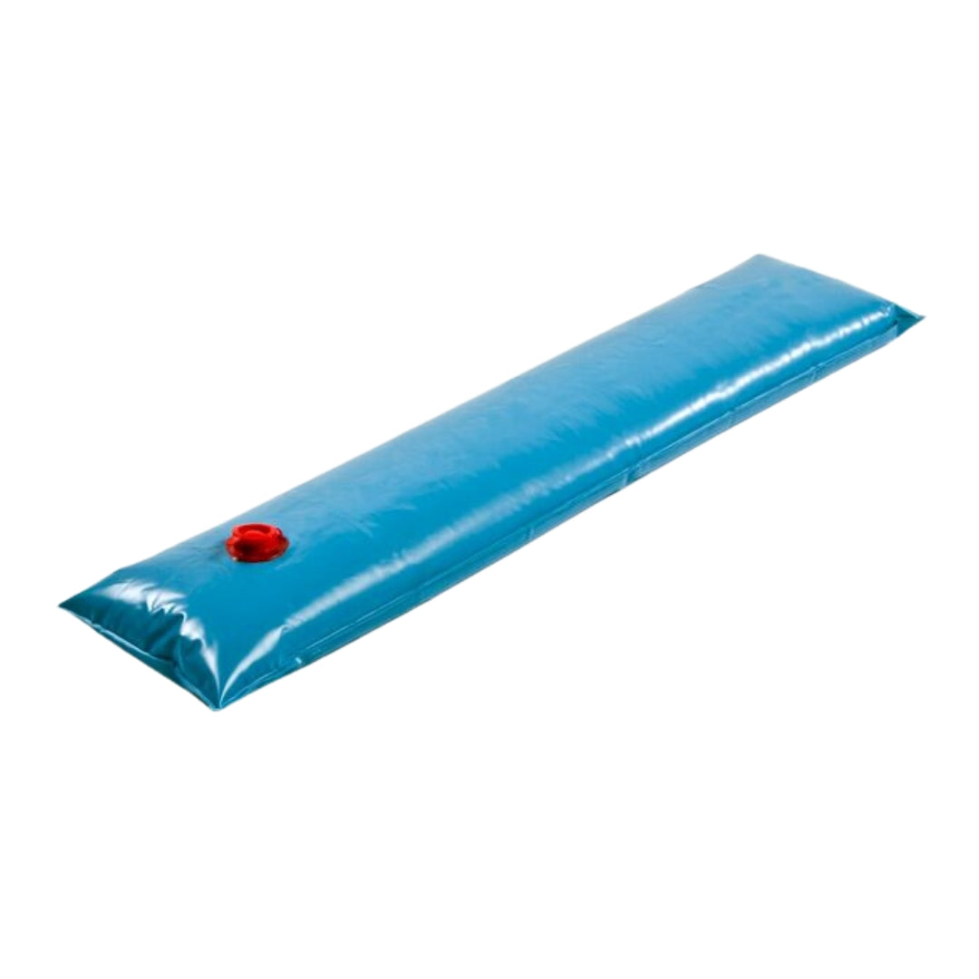 A 4 ft. SPD Step Water Bag made of blue heavy-gauge vinyl with a red cap on top, shown against a white background.
