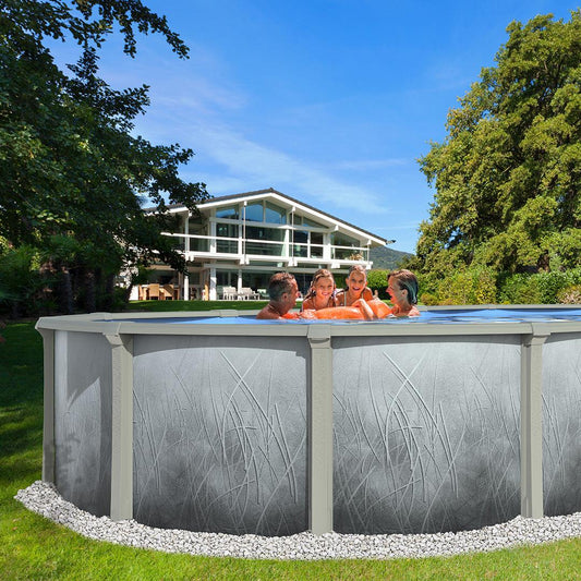 Above Ground Pool - 15' X 25' X 54" Mirage Oval Resin Frame Salt Pool w/Standard Size In-Wall Skimmer