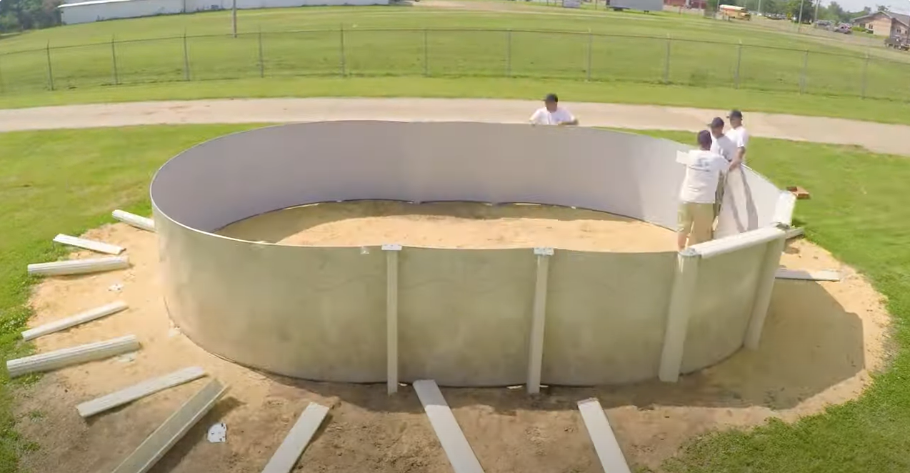Load video: how to install an oval shaped swimming pool.