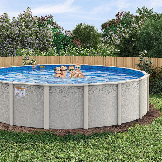 Above Ground Pool - Silver Interlude Round & Bundle - 18'x52" or 54" - 8" Resin Frame