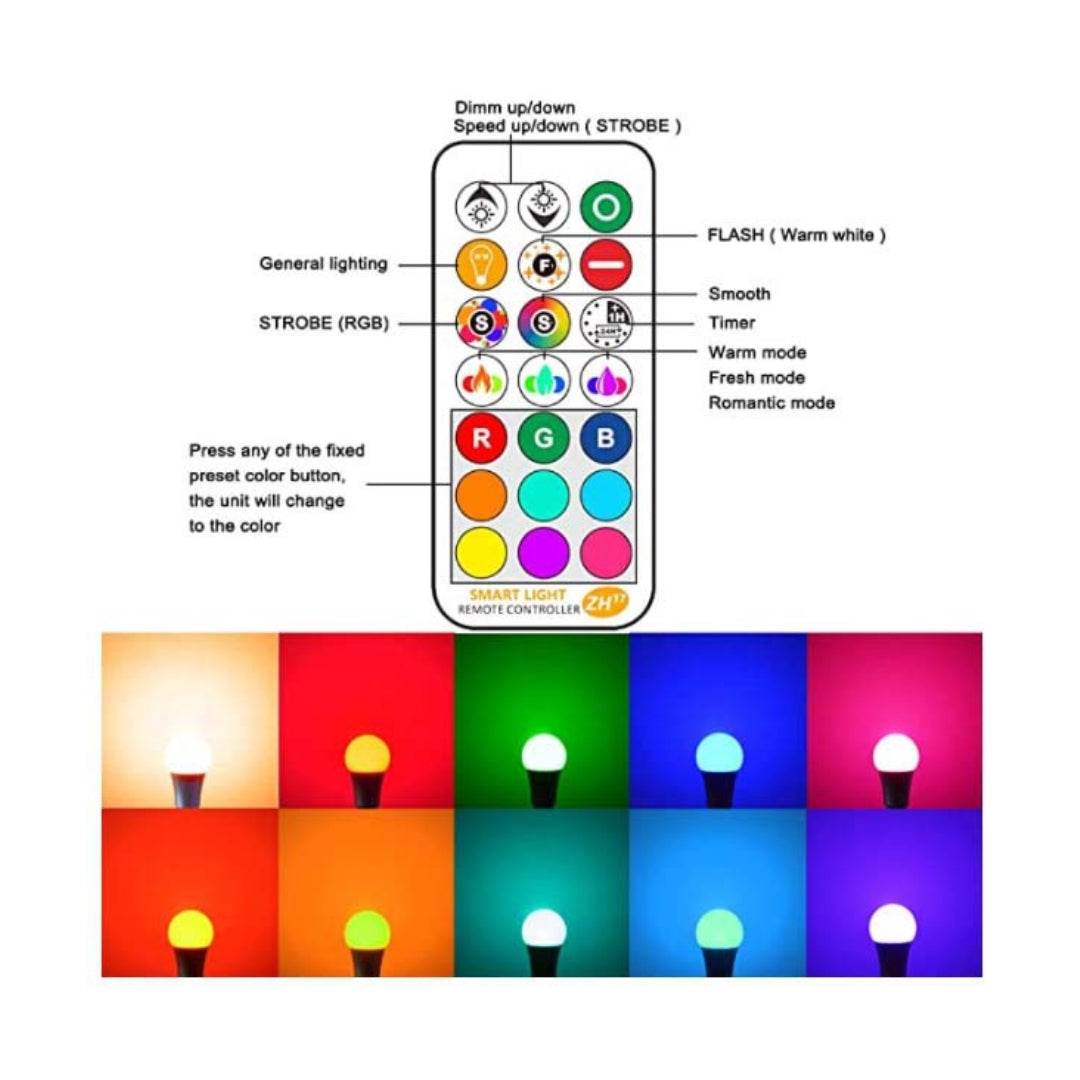 Chromotherapy Color Changing LED Light Bulb with Remote Control
