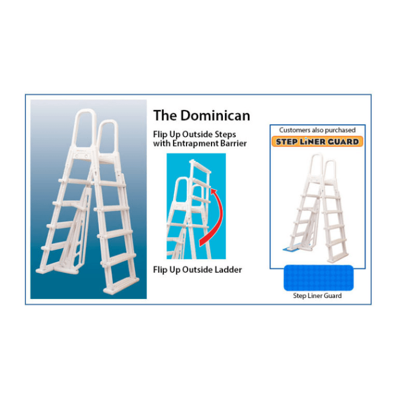 Dominica PVC A-Frame Entry Ladder, 48" to 54" Deep (#AC-22489) – Pool
