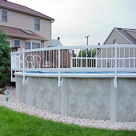 White 24″ PVC Above-Ground Pool Fencing for 18 x 33ft Oval Poo18ft ls